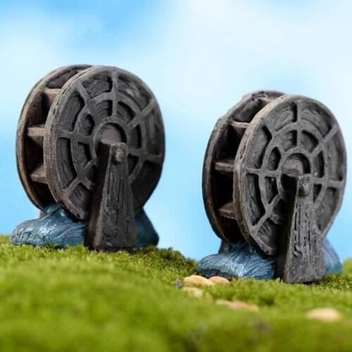 2 Pcs Waterwheel Micro Landscape Bonsai Succulent Plants Fish Tank DIY Decor