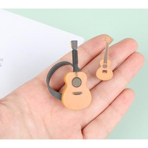 2pcs Dollhouse Miniature Guitar Bess Accessories Dollhouse Miniature Instrument Part for Home Decor Doll Accessories