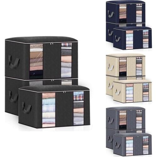 3PC Non-Woven Fabric Closet Organizer Foldable Clothes Storage Bag Portable Bedroom Quilt Blanket Dustproof Organizers