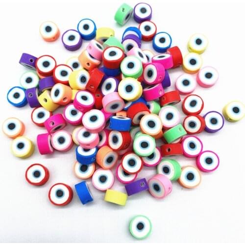 30pcs 10mm Mixed Color Evil Eye Beads Polymer Clay Beads Polymer Clay Spacer Loose Beads For Necklace DIY Bracelet Accessories