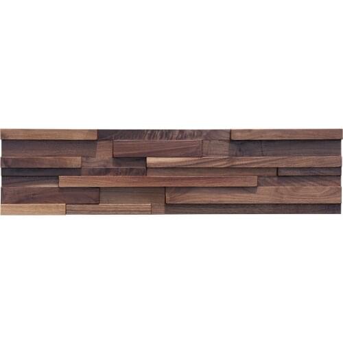 One Box 13pcs Retro style Art Wood mosaic tile Home wall Decoration material Black walnut 3D wood wall panel wood wall art decor