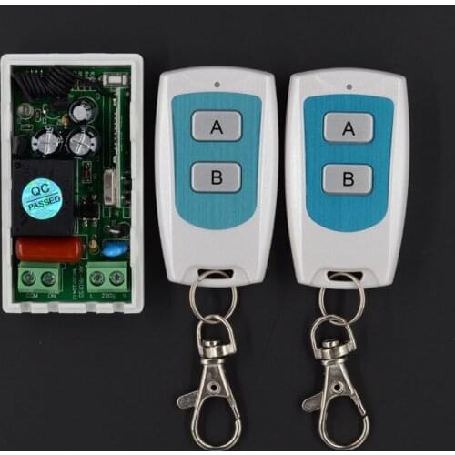 AC 220V 1CH 10A Wireless Remote Control Lighting Switch System Receiver Transmitter 2 Buttons Waterproof Remote 315mhz 433.92mhz
