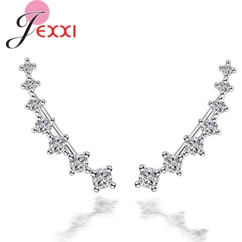 Fast Shipping 100% 925 Sterling Silver Four Claws Seven Stars Zircon Clip Earrings For Women/Lady Ear Cuff boucle d'oreille