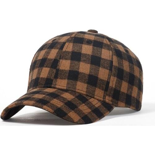 Baseball Cap Men Dad Hat Women Curved Bill Brown Plaid Adjustable Breathable Sports Running Workout Accessory