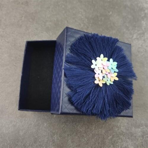 Boho Flower Necklace Ring Jewelry Blue Color Packaging Gift Boxes Earring Display Black Sponge