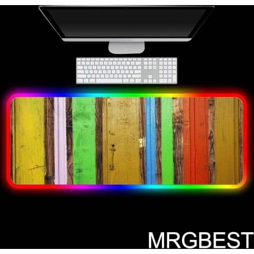 MRGBEST Color bar wood grain Gaming RGB Large Anime Mouse Pad Mat Computer pad Led Backlight Keyboard Desk