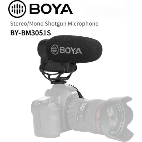 BOYA BY-BM3051S Condenser Shotgun Microphone Stereo/Mono Switchable For DSLRs Compact Camcorders Audio Recorders