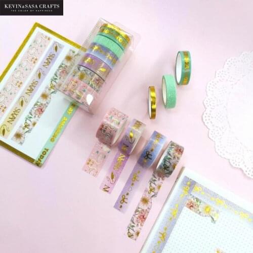 7pcs/set Foil Washi Tape Set Lovely Swan Decoration Material Masking Tape School Suppliers Stationery By Kevin&sasa Crafts