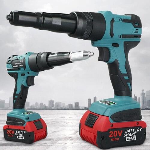 20V Electric rivet gun 2.0Ah portable cordless rechargeable electric blind riveter gun support 3.2-4.0mm rivet with LED light