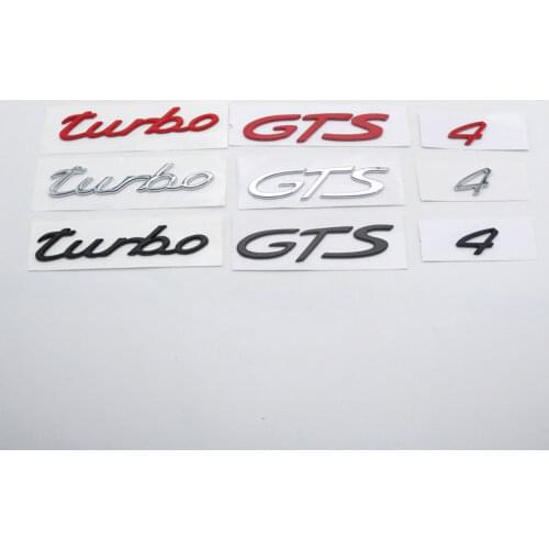 Chrome Silver Black Red Letters " Turbo " "4" "GTS"Words Car Rear Trunk Lids Emblem Badges Sticker Decal