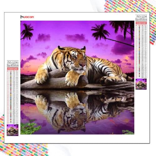 HUACAN 5D DIY Craft Diamond Painting Tiger Diamond Embroidery Sale Animal Rhinestones Full Mosaic Decor For Home