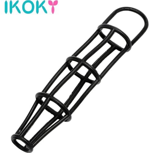 IKOKY Elastic Cock Ring Delay Ejaculation Time Sex Toys for Men Adult Products Penis Enlargement Penis Rings Net Silicone