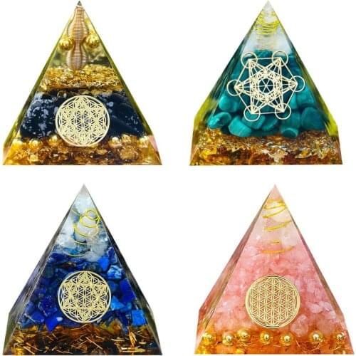 Pulse Pyramid Energy Black Tourmaline With Green Agate Chakra Crystals Meditation Pyramids Healing Crystals Decoration