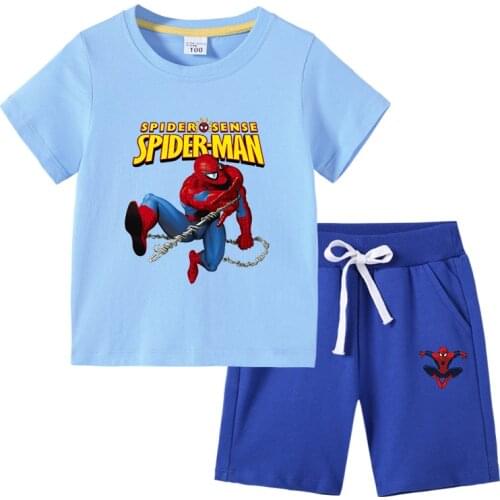 Disney Spiderman Boys Clothes Set Summer Kids T shirt With Pants Casual Sport Suits 2pcs Tracksuit Outfits Childrens Clothes