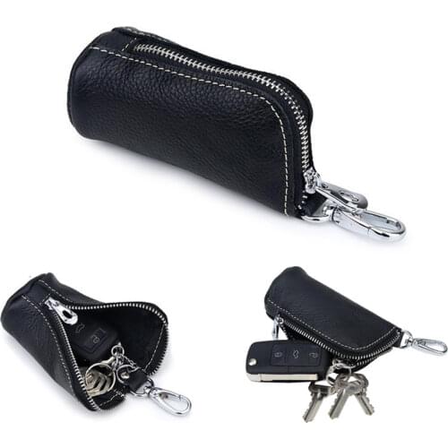 1 Pc Car Key Case Leather Key Wallets Keychain Pouches Housekeeper Covers Zipper Bag Keychain Cover for Keys Organizer Card Bag