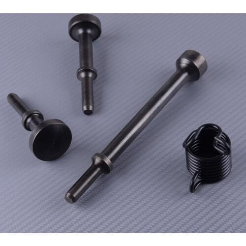 LETAOSK 4pcs Alloy Steel Smoothing Pneumatic Hammer Bits Air Chisel Bits Impact Rivet Long Flat Oval Head Set With Spring