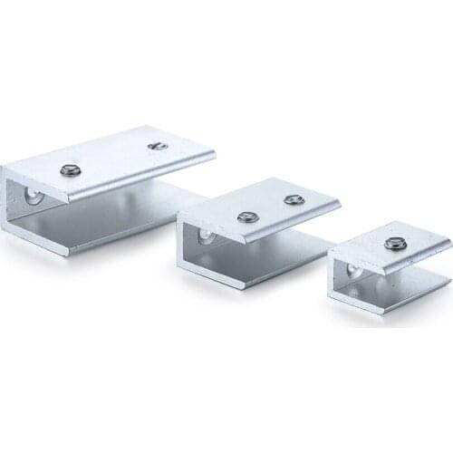 New 4pcs/set Aluminum Sand Silver Glass Clip with 2 Screw Adjustable Screw for Fit Most Glass 29x13.5x20/39.5x16.5x26/55x19x30mm