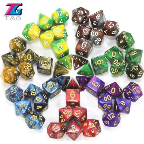 New 7pcs Mix color Magic Purple Digital Dice Set with Nebula effect rpg