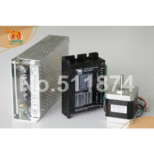New Arrival! Wantai Nema 17 Stepper Motor 42BYGH801 54oz-in+Driver DQ420MA 1.7A 36V 128Micro+Power CNC Router Plasma Grind Foam