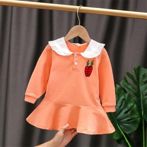 New Baby Girls Dresses Autumn Winter Long Sleeves Clothes Carrot Embroidery Rabbit Ears Sweet Ruffle Tutu Dress Children Outfits
