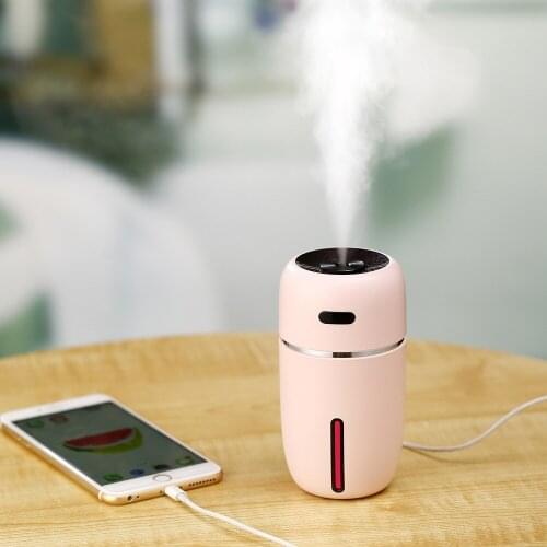New Ultrasonic Air Humidifier USB Essential Oil Diffuser Car Office Air Purifier Mute Spray Moisturize with Warm Light