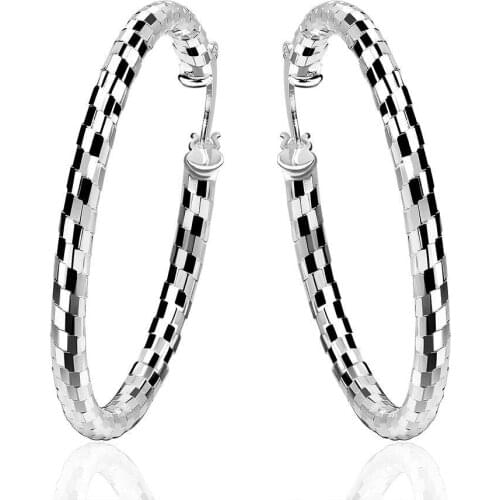 Wholesale Silver women wedding Earring Jewelry round big circle girl gift Cute Fashion Christmas couple gift hot hoop