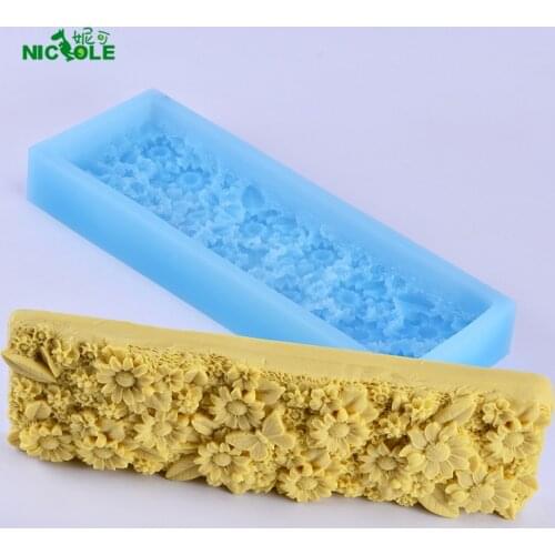 Flat Silicone Soap Mold with Decorative Patterns on the Bottom for Craft Handmade DIY