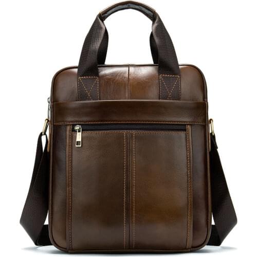 Vintage Mens Genuine Leather Briefcase Bussiness Male Crossbody Bag Man Natural Leather for Men Messenger Bags Mens Briefcases