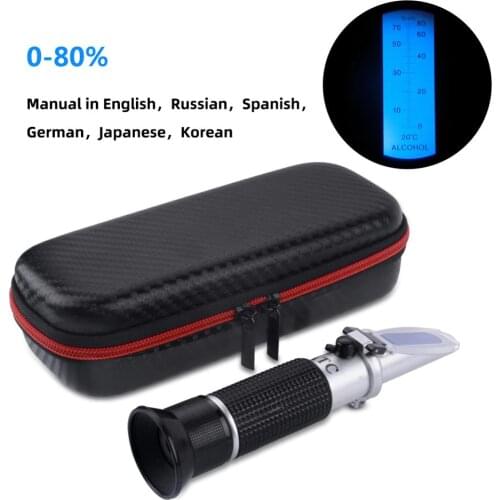 Hot New Shockproof Packaging Hand-held 0-80% Alcohol Refractometer Alcohol Concentration Meter Liquor Alcohol Tester
