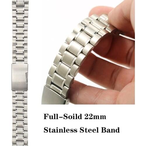 22mm Watch Band Solid Stainless Steel Watch Straps Silver Gold Full Steel Watch Bracelet