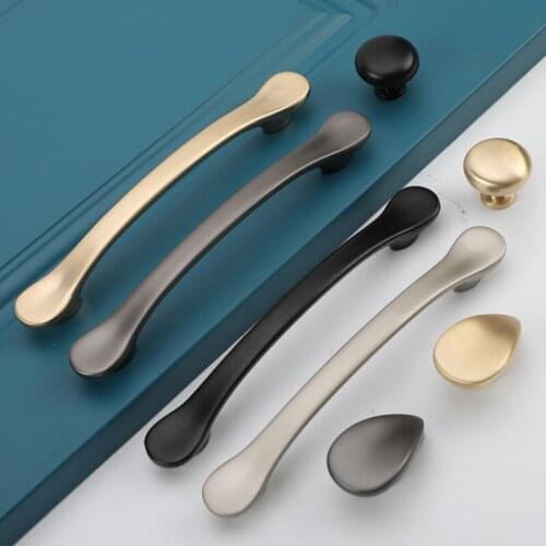 Nordic Light Luxury Gold Door Handles European Black Simple Cabinet Wardrobe Wine Cabinet Handles Drawer Knobs Furniture