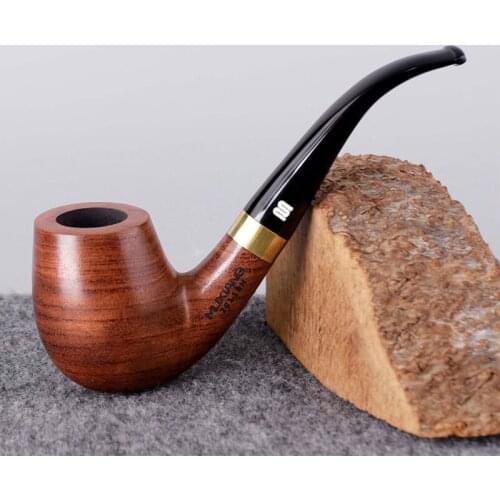 RU-10 Tool Accessories Kit Rosewood Tobacco Pipe Metal Ring Decor Acrylic Mouthpiece Bent Smoking Pipe9mm Activate Carbon Filter