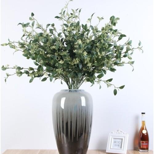 Silk Artificial Plants Leaves Tree Green Eucalyptus Single Branch for Garden Wedding Decoration Faux Fake Foliage Christmas