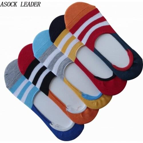 2018 Spring&Summer New Cotton Mens Socks Ultra Shallow Hooded Socks Cotton Summer Candy Socks Silicone Anti-Slip 5 Pairs/Lot