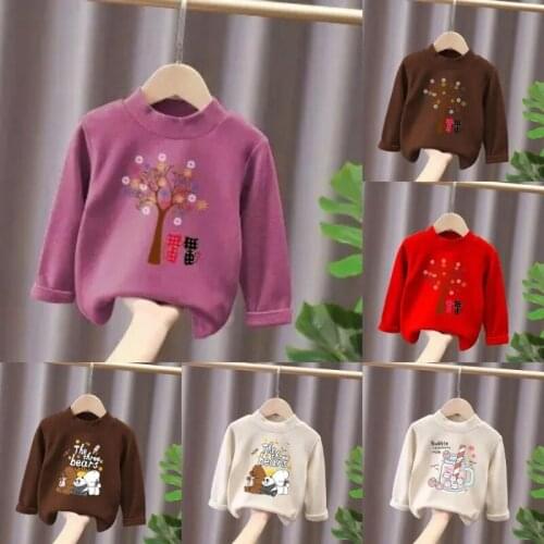 2021 Spring and Autumn High Collar Long Sleeve T-shirt Childrens Derong Autumn and Winter Boys' and Girls' Warm Base Pullover