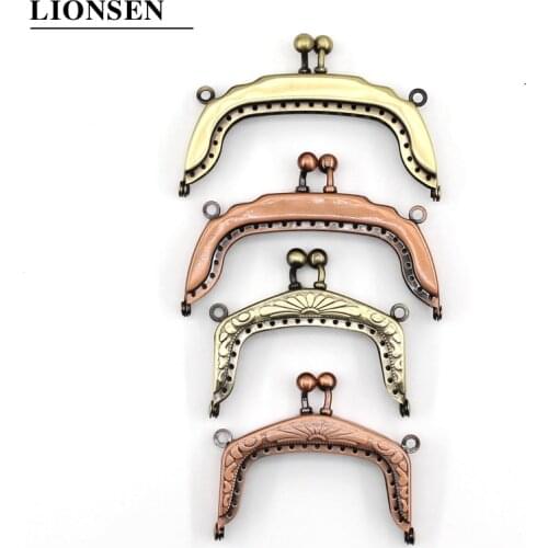 LIONSEN 6.5CM/8.5CM Vintag Metal Purse Frame Handle for Clutch Bag Handbag Accessories Making Kiss Clasp Lock Antique Bronze