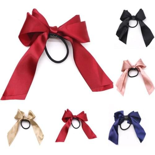 1pc Childrens And Lady Sweet Solid Color Hairpin Beauty Accessories Hair Band Butterfly Bow Rope Headband Soft Ribbon As Gift