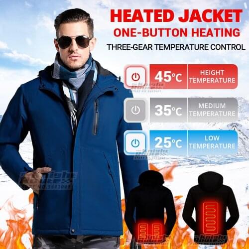 Winter Heated Jacket USB Heated Vest Thermal Jacket Mens Windbreaker Warm Jacket Windproof Hunting Hiking Ski Fishing Clothing