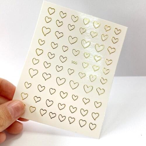 1 Pcs 3D Gold/Sliver Star Hollow Heart Designs Nail Art Sticker Charm Adhesive Tips Transfer Sliders Manicure Decoration New