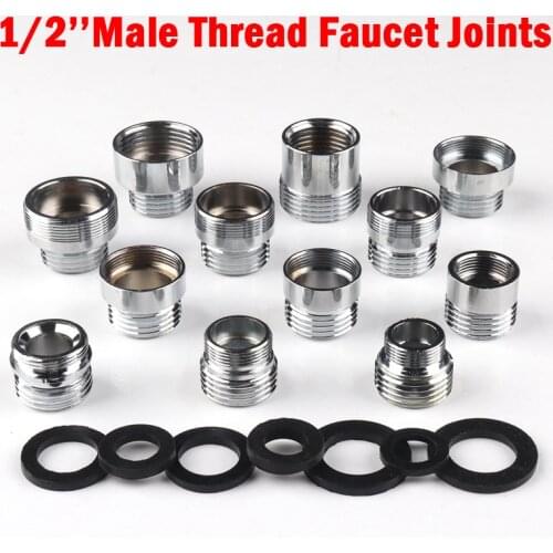 2Pcs Male 1/2‘’ To M16 M18 M20 Faucet Connector Kitchen Water Purifier Copper Joints Silver Stainless Steel Aerator Accessories