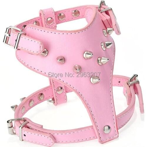 20pcs Puppy Cat Chest Collar PU Leather Sturdy Dog Harness Rivet Decorative Pet Leashes For Dogs Supplies Accessories