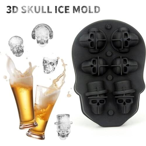 2020 Ice Cube Maker DIY Creative Silicone 3D Skull Shape Tray Mold Home Bar Party Cool Whiskey Wine Ice Cream Bar Tool