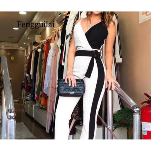 2020 Jumpsuits Color Block Spaghetti Strap Summer Wear Romper