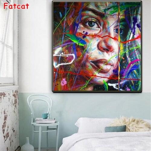 5D round Diamond Embroidery abstract color woman Picture Of Rhinestones Diamond Painting Full Square Mosaic Cross Stitch PP1617