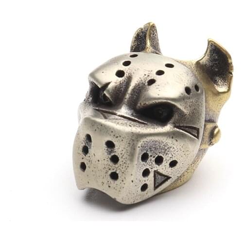 White Brass Dog Head Knife Paracord Beads Outdoors DIY Tools EDC Lanyard Pendants Key Rings Accessories