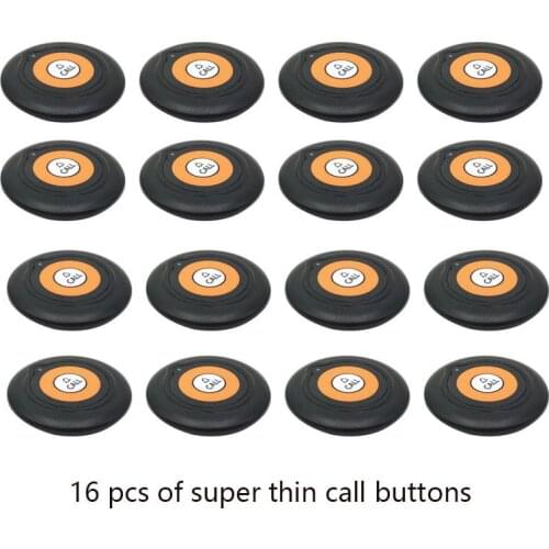 Wireless Paging System Waiter Call Device Buzzer For Restaurant 16 Super Thin Single Key Buttons Transmitter