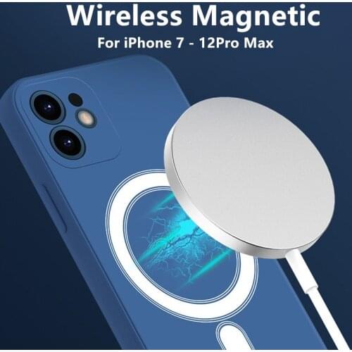 For iPhone 12 11 Pro Max XS 12Mini SE 2020 XR X 7 8 Plus Macsafe Case Silicone Shockproof Magnetic Mag Charger Safe Back Cover