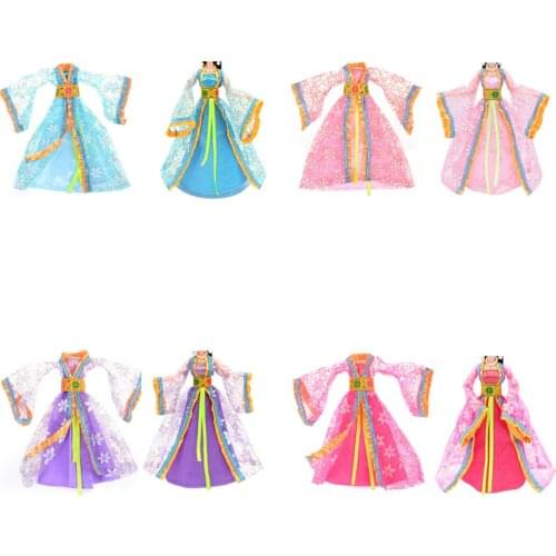 Kids Toys Gift 1PCS 4 Colors Party Dress Handmade Clothes Outfit For Barbie Doll Ancient Play House Dressing Up Costume