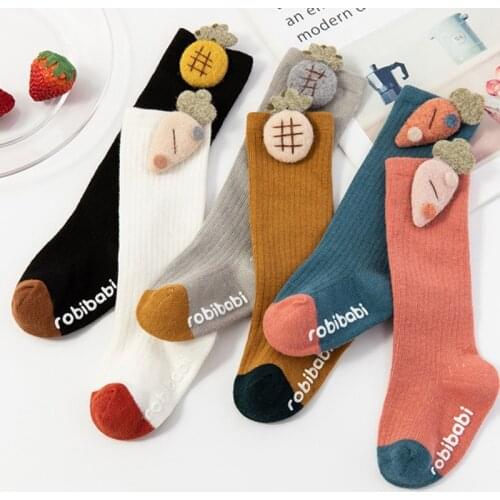 Infant Baby Socks For 0-3years Kids Carrot Pineapple Accessories Socks Pure Cotton Soft and Comfortable Non-slip Child Boys Girl