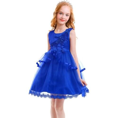 Fashion New Baby Kids Dresses for Girls Sleeveless Tulle Ball Gown Flower Girls Wedding Bridesmaid Dress for Kid Birthday Party